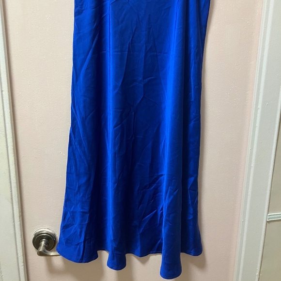 Blue Satin Midi Skirt - Picture 1 of 4